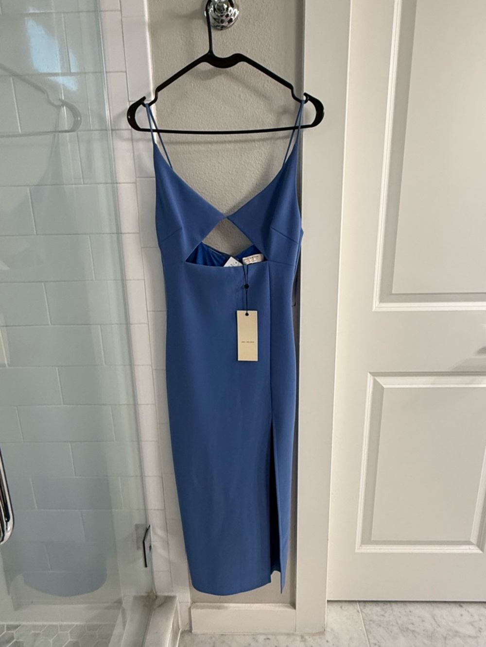 Spaghetti Strap Cutout Midi Dress in Light Blue